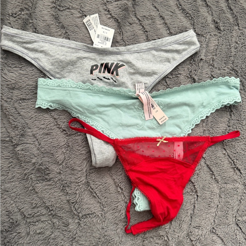 Victoria's Secret PINK Panty Set - Gray, Mint, Red
